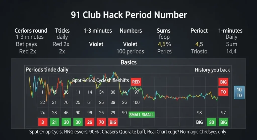 91 Club hack period number chart displayed on mobile screen.