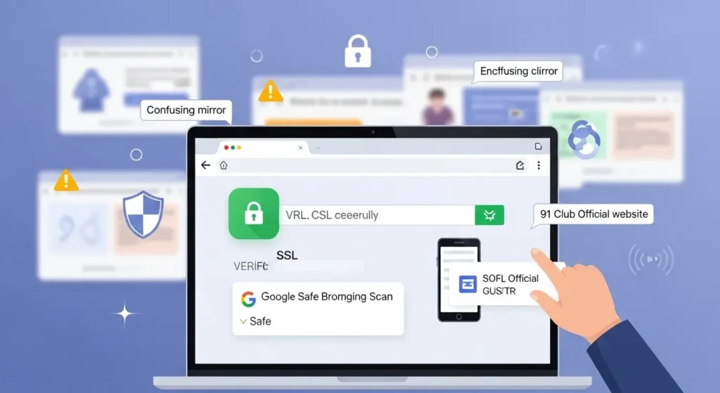 User accessing 91 Club official website for login and registration.