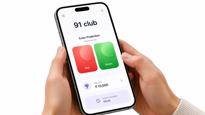 91 club mobile gaming app overview with color prediction interface