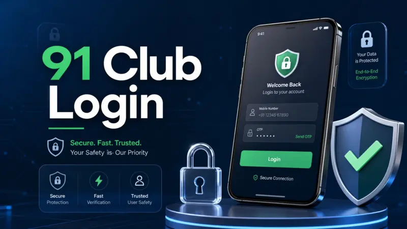 91 Club Login secure mobile sign in illustration